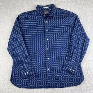 Ted Baker London Dress Shirt Men's XXL Blue Circles pattern AOP Button Down